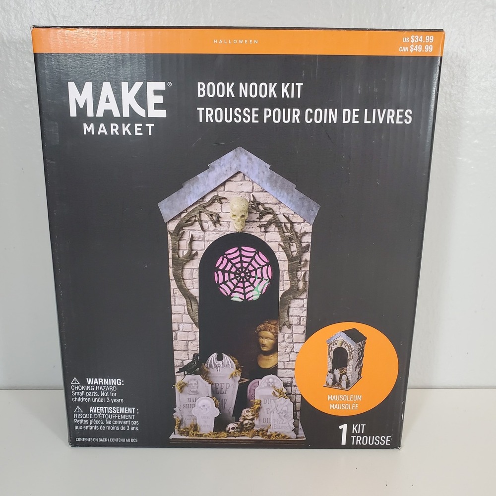 Make Market Mausoleum Book Nook Kit Halloween Plywood & Paper 4.7" x 6.9" x 9.4"